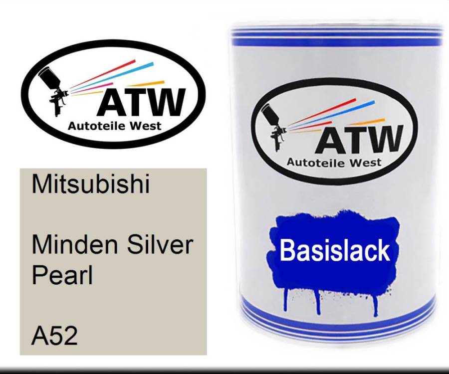 Mitsubishi, Minden Silver Pearl, A52: 500ml Lackdose, von ATW Autoteile West.